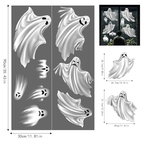 Extra Large Ghost Halloween Window Cling Sticker - Double-Sided Decor