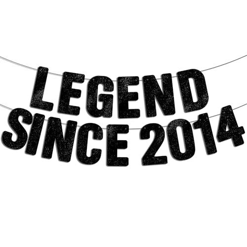 Legend Since 2014 Black Glitter Banner - 12th Birthday Party Decoration