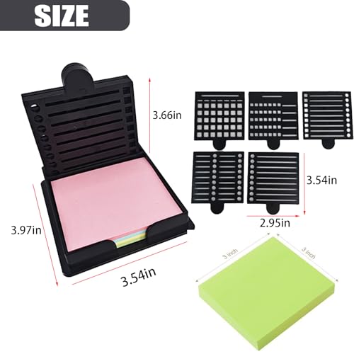 Dukaka Sticky Note Holder with 5 Stencils for 3x3 Inch Notes - Black