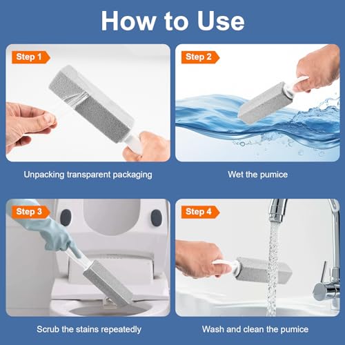 MEQHUO Toilet Pumice Stone with Handle - 5 Pack Hard Water Stain Remover