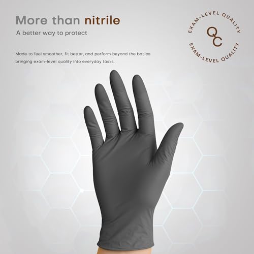 SUP MED+ Black Nitrile Exam Gloves - 5 Mil Disposable, Latex-Free