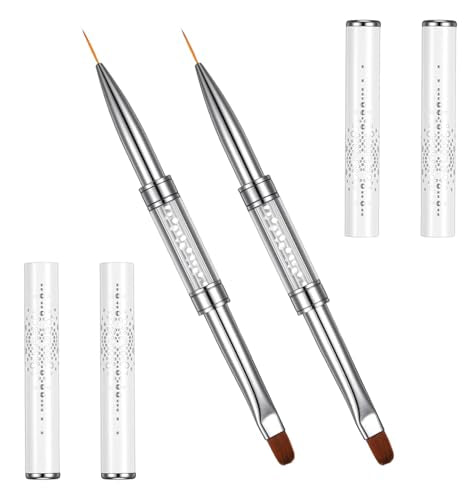 Thrymme Dual-Head Builder Gel Nail Brushes Set 2 Pcs with Rhinestone Handle