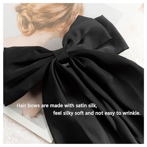 THSIREE 4PCS Oversized Satin Hair Bows with Long Tails and Clips