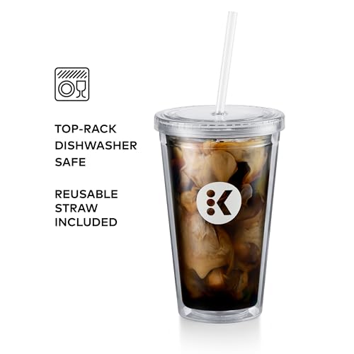 Keurig Iced Coffee Tumbler 16oz with Straw, BPA-Free, 6-Pack