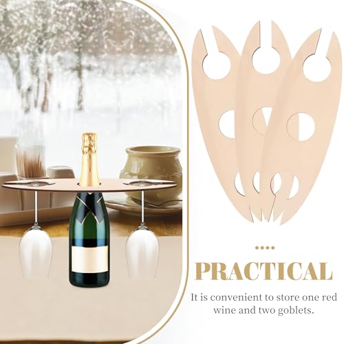 3-Piece Wooden Wine Rack Set for 1 Bottle & 2 Glasses - Rustic Home Bar Organizer