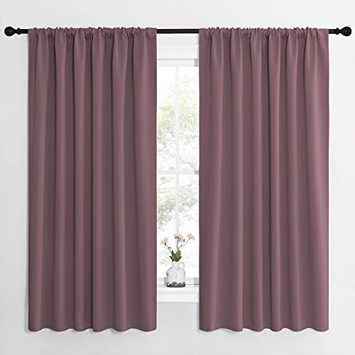 NICETOWN Blackout Curtains, Rod Pocket Thermal Drapes - Dry Rose, 62x63 In