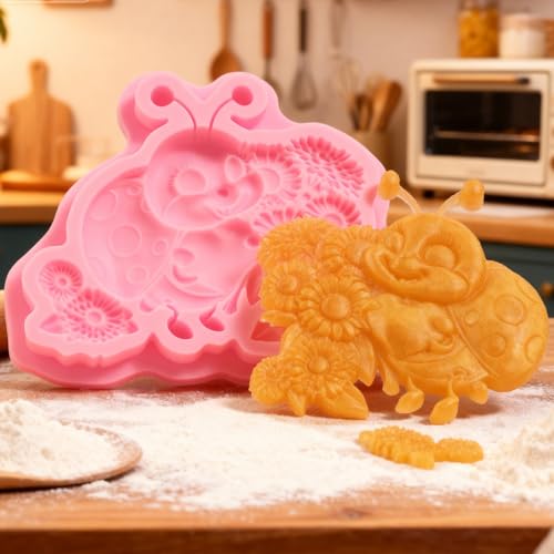 Beetle Sunflower Silicone Mold for Fondant Cake Decorating and Chocolate