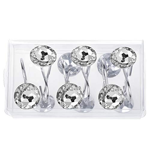 HBlife 12 Pcs Rhinestone Shower Curtain Hooks - Rust Proof & Elegant