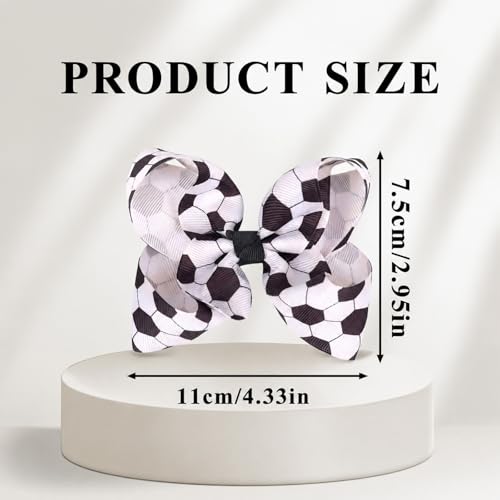 Soccer Hair Clips Bows - Black & White Sequin Football Game Day Accessories