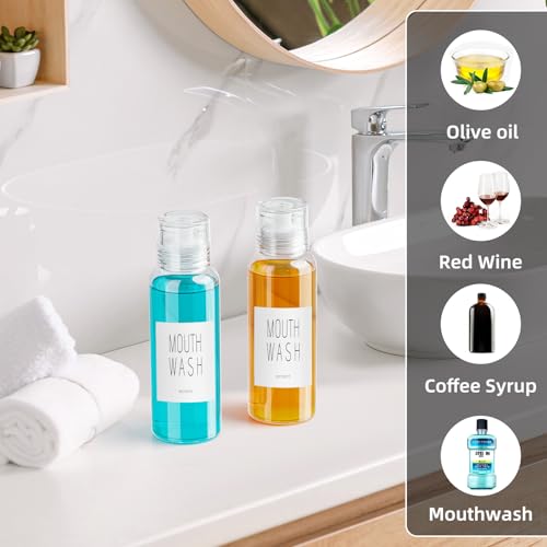VITVITI 10 oz Glass Mouthwash Dispenser with Pour Spout and Cup, White