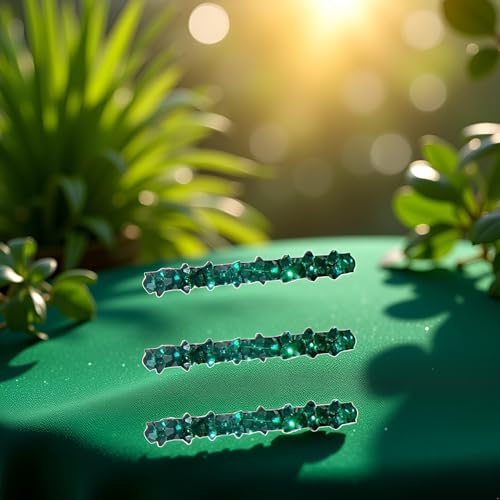 Green Rhinestone Hair Barrette Clips 3-Pack Alligator Hair Pins