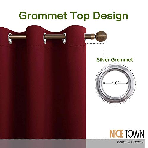 NICETOWN Burgundy Red Blackout Curtain, 42" x 72" Grommet Window Panel
