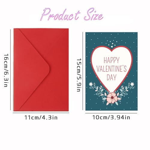 IIEFFJL 8-Pack Valentine's Day Greeting Cards with Red Envelopes for Kids and Adults