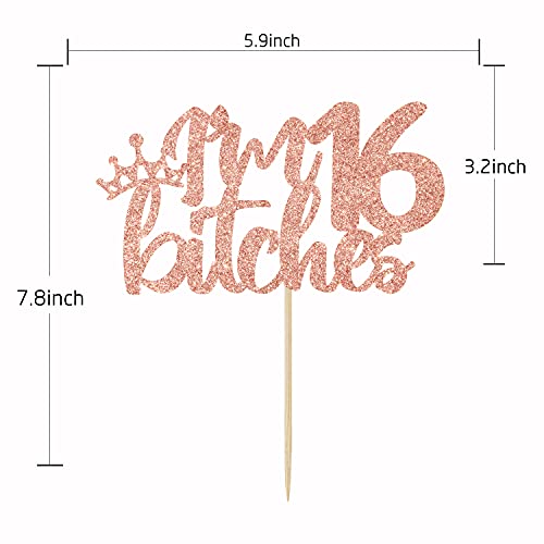 Rose Gold Glitter Cake Topper for 16th Birthday Party