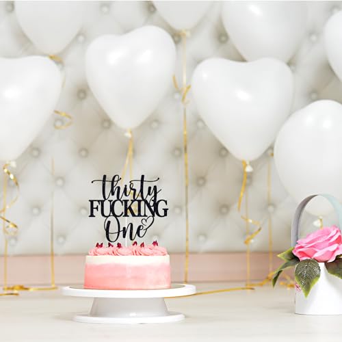 Thirty Fucking One Black Glitter Cake Topper for 31st Birthday