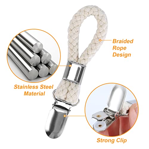 Woledy 5-Pack Hanging Tea Towel Clips with Braided Cotton Loops