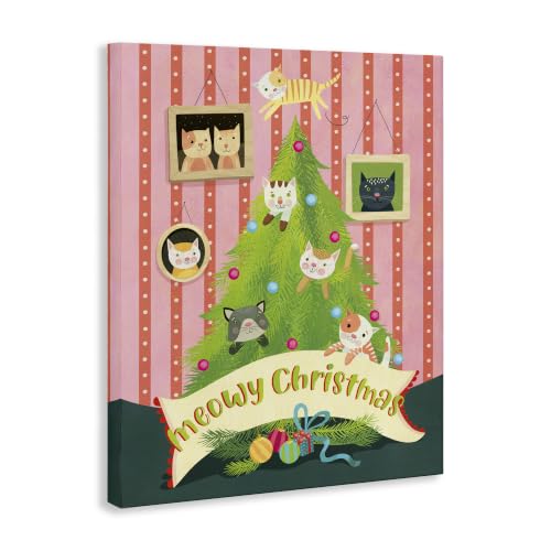 Meowy Christmas Cat Tree Canvas Wall Art - 36x48 Inch Holiday Decor - Variation of THIS listing