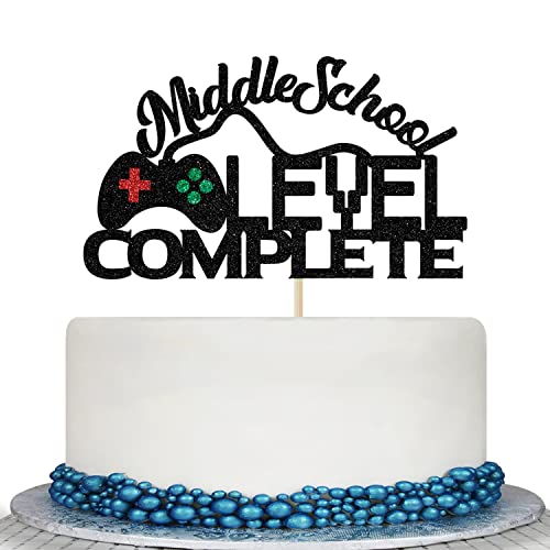 Black Glitter Middle School Graduation Cake Topper - Class of 2026