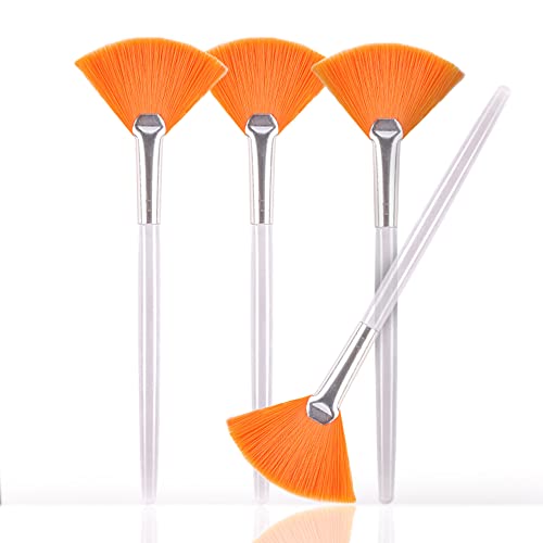 Soft 'N Style Taklon Fan Mask Brush - Acid Applicator (4-Pack, Yellow)