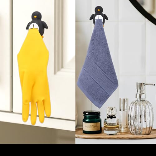 Cute Penguin Silicone Towel Holder for Kitchen & Bathroom