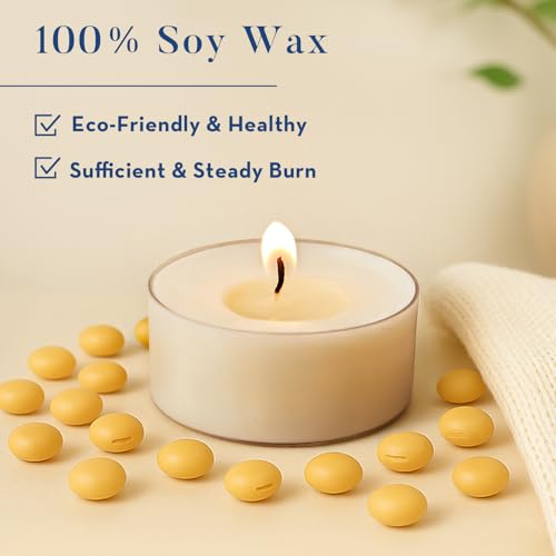 Crenovo Unscented Soy Tea Lights Candles - 6 Hour, 25 Pack