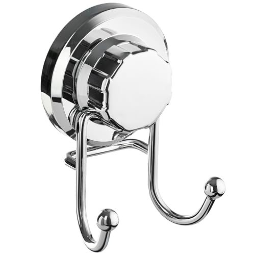 HASKO Stainless Steel Suction Cup Shower Hook - Silver No-Drill Hook