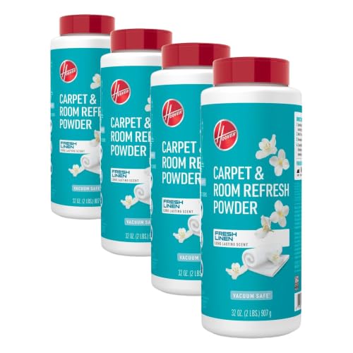 Hoover Fresh Carpet Powder 32oz Pack of 4 - Odor Remover & Linen Scent for Rugs & Upholstery