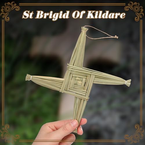 St. Brigid's Wall Cross Decor - Irish Blessing Gift with History Card (8 in, Green)