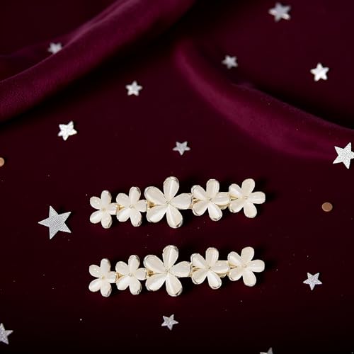 Sluswallow Golden Flower Opal Hair Clips Set - Sparkly Wedding Barrettes