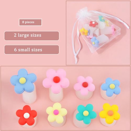 Silicone Toe Separators for Pedicure Nail Polish, 8 Pcs Red Flower Spacers