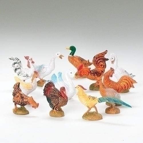 Fontanini by Roman - 5-Inch Barnyard Birds Nativity Animal Set - Hand-Sculpted & Painted in Italy | Christmas Decor