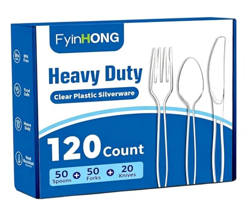 120-Piece Disposable Plastic Cutlery Set - Forks, Spoons, Knives, BPA-Free