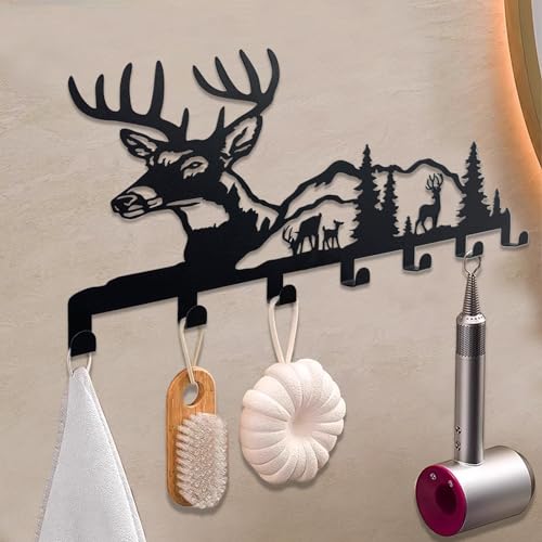 Deer Metal Key Holder for Wall - 7-Hook Decorative Entryway Key Organizer