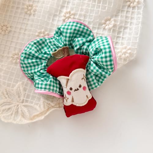 SICOPEE Gingham Hair Scrunchies - 2 Pack Embroidered Hair Ties