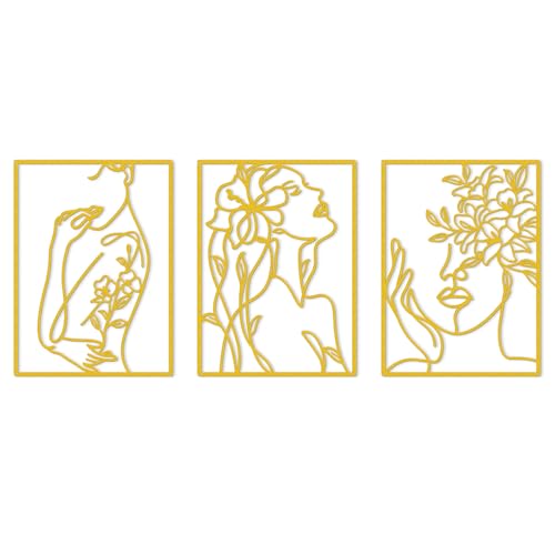 Minimalist Gold Wall Art Set - 3 Elegant Female Body Silhouettes