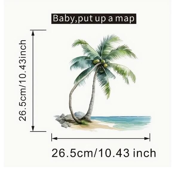 Tropical Beach Palm Tree Toilet Seat Decals - Waterproof Floral Design