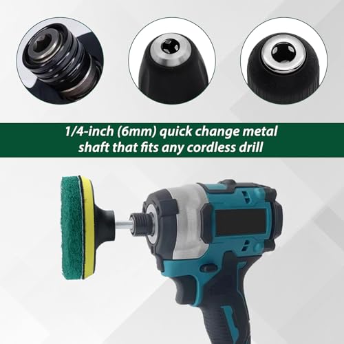 LEONTOOL 4-Inch Drill Powered Scouring Pad Cleaning Kit for Tile and Tub