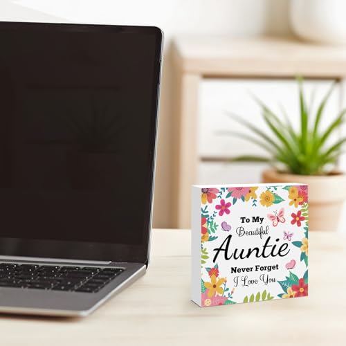 Aunt-Style Wooden Sign for Home Office Desk Decor - Christmas Birthday Gift from Niece Nephew - Variation 5