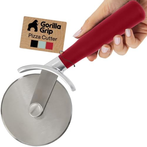 Gorilla Grip Red Stainless Steel Large Pizza Cutter Wheel - 3.5" x 9"