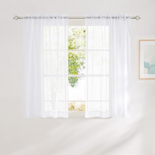 NICETOWN White Sheer Curtains, 42"W x 54"L, 2 Panels