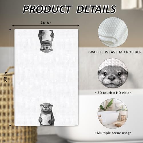 Cute Otter Hand Towels - Funny Kitchen & Bathroom Decor
