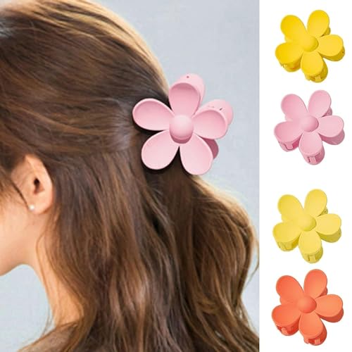 Large Blue Floral Hair Claw Clips Set of 2 for Thick Hair