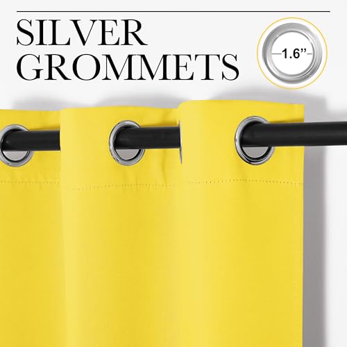 NICETOWN Bright Yellow Blackout Curtains 55"W x 120"L, 2-Panel Set