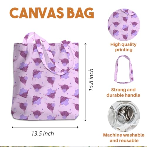 Watercolor Floral Western Canvas Tote Bag for Women Grocery Beach