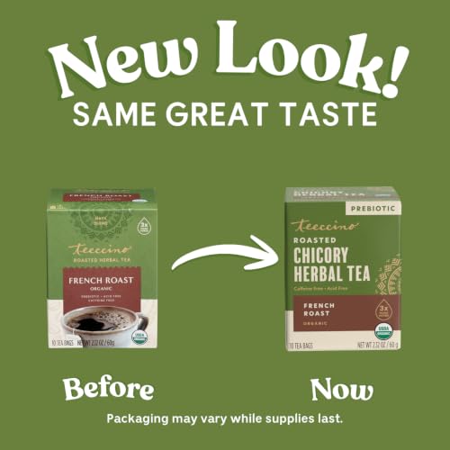 Teeccino French Roast Herbal Tea - Caffeine Free, 10 Tea Bags