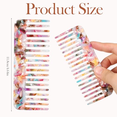 Yuomeaz 2 PCS Wide Tooth Acetate Comb for Curly and Wet Hair