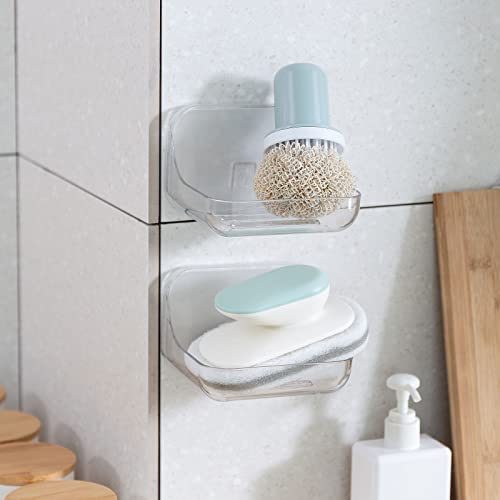 Ettori Adhesive Soap Dish Holder for Shower and Kitchen – 2 Pack