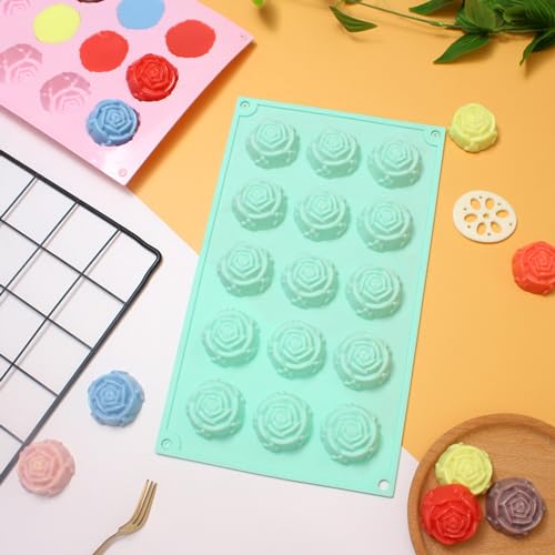 2-Pack Rose Silicone Fondant Molds, 15-Cavity Flower Baking & Craft Molds