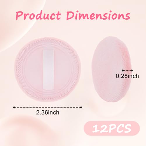 Clofiak 12 Pcs Velour Loose Powder Puff, 2.36 Inch Round Makeup Pads