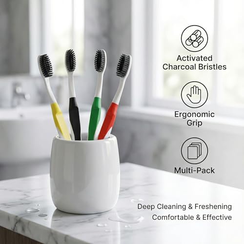 DUJINDENT Charcoal Infused Extra Soft Toothbrush with Ultra Fine Bristles